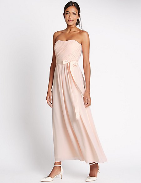 Detachable Straps Pleated Maxi Dress