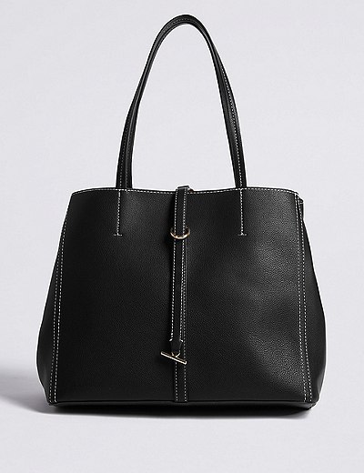 Faux Leather Stitch Detail Tote Bag ( M&Amp;S)
