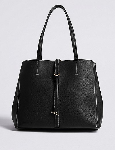 Faux Leather Stitch Detail Tote Bag ( M&S)
