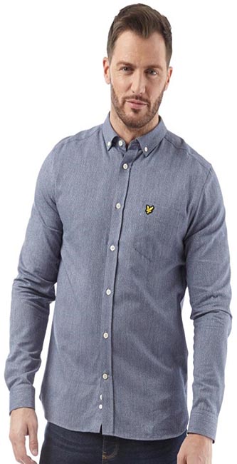 Lyle And Scott Vintage Mens Twill Mouline Navy Shirt Mandmdirect