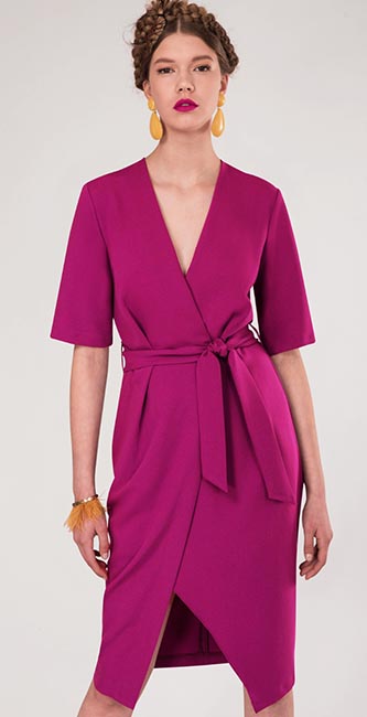 Magenta Short Sleeve Wrap Dress Divine Boutique