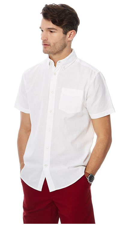 Maine New England - White Short Sleeve Linen Blend Shirt (Debenhams)