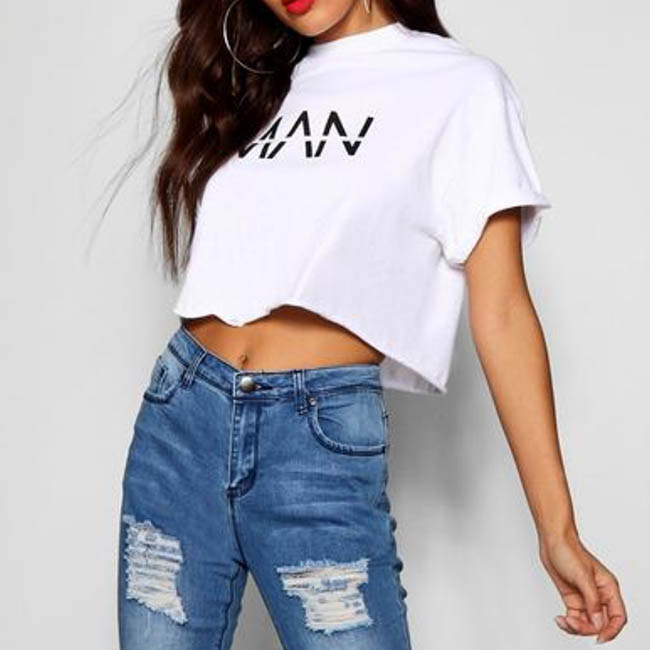 Mid Rise Distressed Thigh Skinny Jeans (Boohoo)