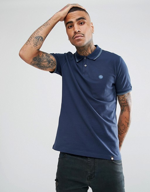 Pretty Green Tipped Navy Polo Shirt (Asos)