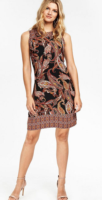 Rust Paisley Print Shift Dress Wallis