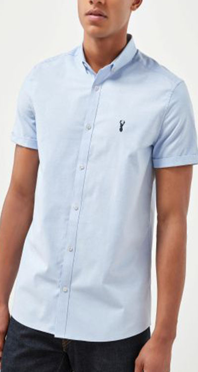 Slim Fit Short Sleeve Stretch Oxford Shirt (Next)