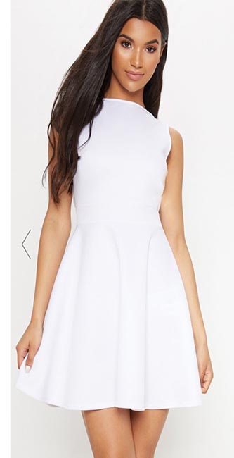White Strappy Back Skater Dress (Prettylittlething) €28
