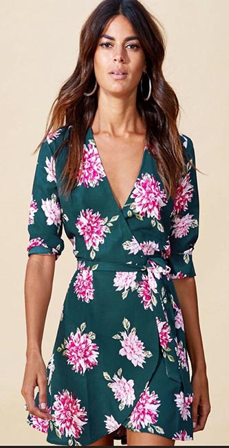 Zeina Dahlia Print Wrap Dress Coco Boutique