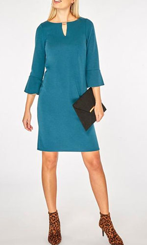 Billie & Blossom Green Ponte Shift Dress
