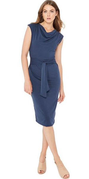 Blue Self Tie Detail Jersey Midi Dress from Debenhams