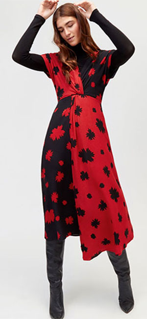 Bold Bloom Twist Front Dress from Warehouse