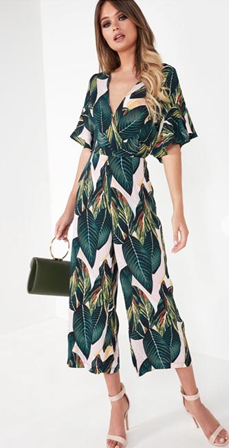 Eva Green Leaf Print Jumpsuit Vavavoom €46