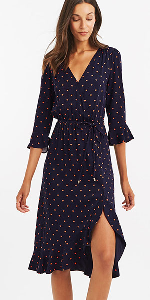 Fashion review of this heart wrap midi dress from Oasis
