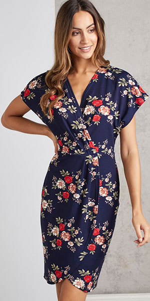 Mela London Capped Sleeve Wrap Dress