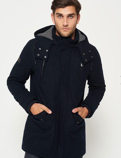 Men’s Glacial Hooded Wool Parka Jacket (Superdry)