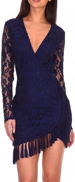 Navy Lace Sleeved Bodycon Dress (Zara) €48.00