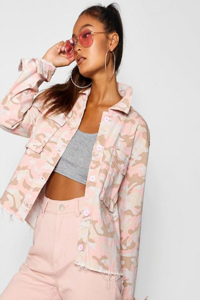 Nude Camo Raw Hem Denim Jacket (Boohoo) €24.00