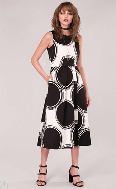 Sleeveless Spot Dress In Black White Divine €129