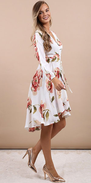 Sophie White Floral Tie Waist Dress From Virgo Boutique €39.99