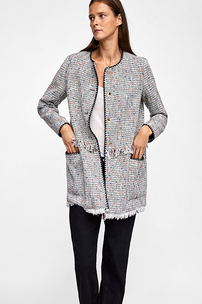 Textured Coat with Contrasting Trim (Zara) 59.95