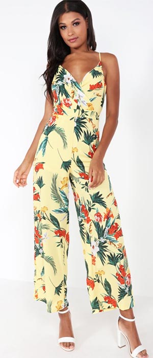 Hattie Yellow Floral Tie Back Jumpsuit (Vavavoom) €42.99