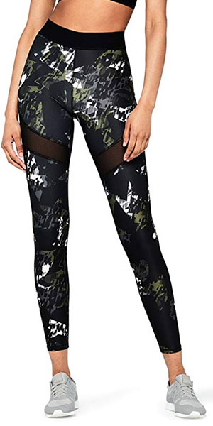 Women'S Mesh Panel Printed Sports Leggings From Aurique