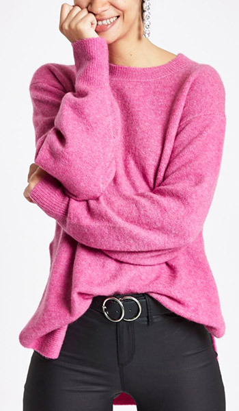 Pink Side Knit Jumper from River Island