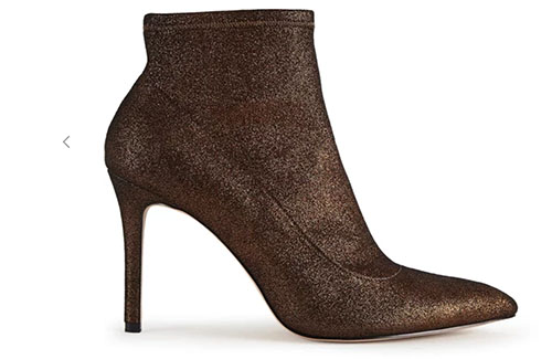 Bronze Metallic Point Toe Heeled Angle Boot (Reiss)