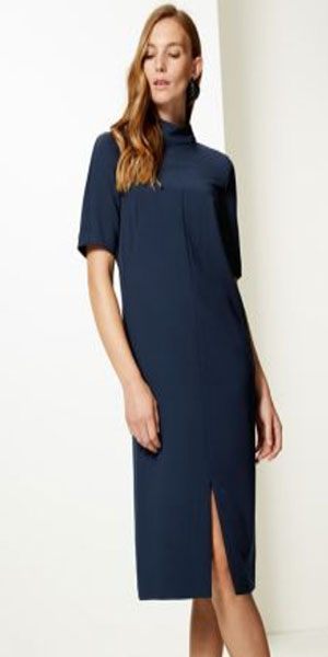 Heavy Crepe Half Sleeve Shift Dress From M&Amp;S