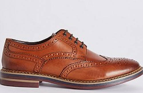 Men’s Big & Tall Leather Trisole Brogue Shoes from M&S
