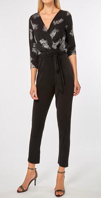 Billie & Blossom Black Feather Wrap Jumpsuit from Dorothy Perkins