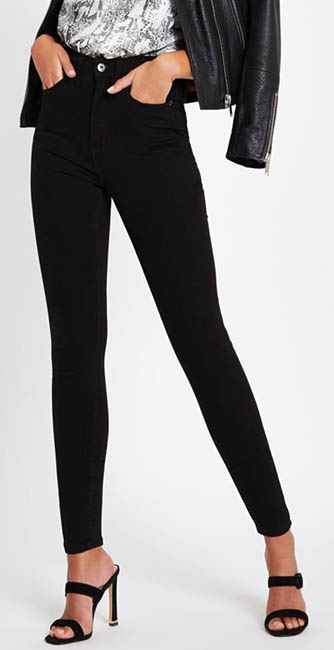 Black High Waisted Harper Skinny Jeans from River Island