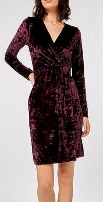 Burgundy Velvet Wrap Dress from Dorothy Perkins