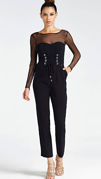 Black Jumpsuit with Corset detailing from Guess