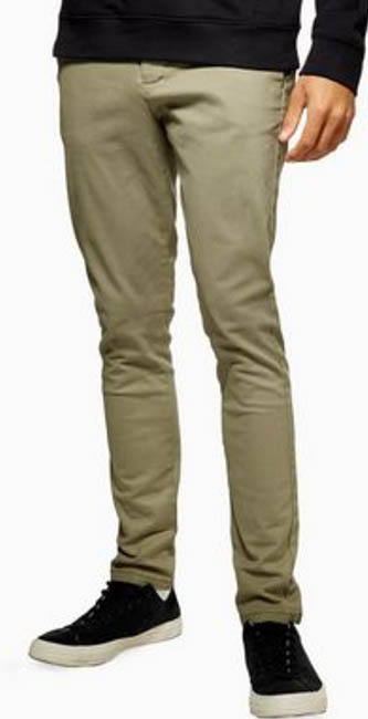 Khaki Stretch Skinny Chinos From Topman