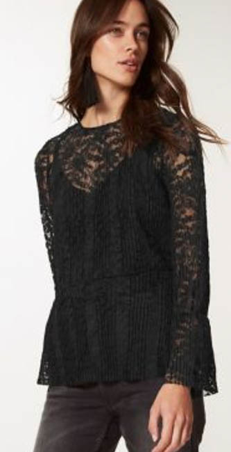 Lace Round Neck Long Sleeve Peplum Top From Marks &Amp; Spencer
