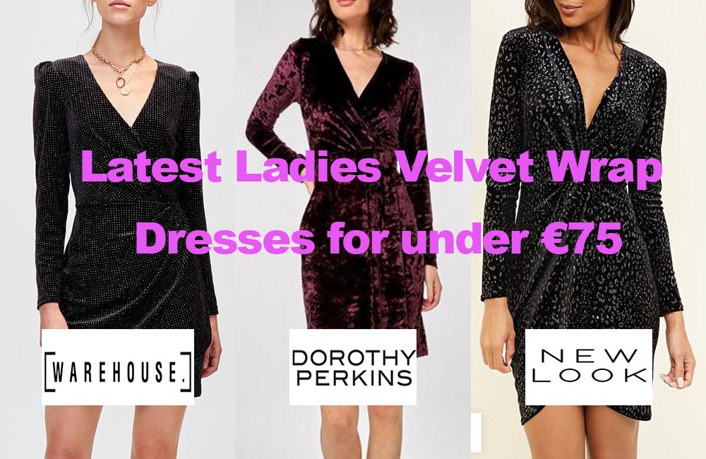 Latest Ladies Velvet Wrap Dresses for Under €75.00