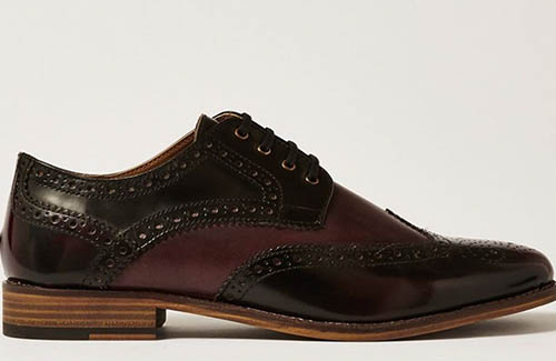 Men’s Burgundy Leather Hale Brogues from Topman