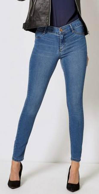 Petite Blue 'Frankie' Midwash Super Skinny Jeans From Dorothy Perkins