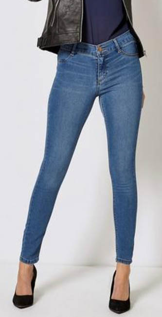 Petite Blue 'Frankie' Midwash Super Skinny Jeans from Dorothy Perkins
