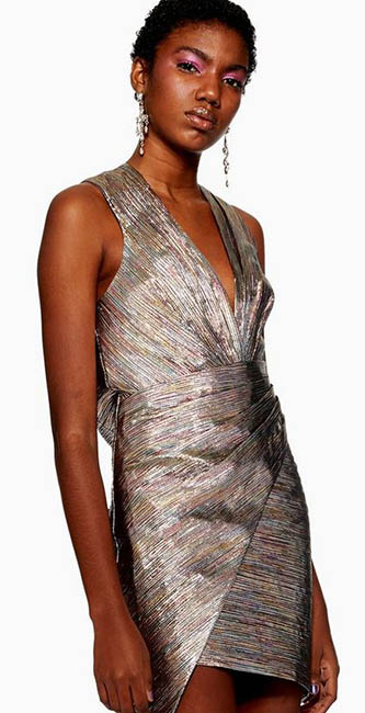 Rainbow Metallic Wrap Dress From Topshop