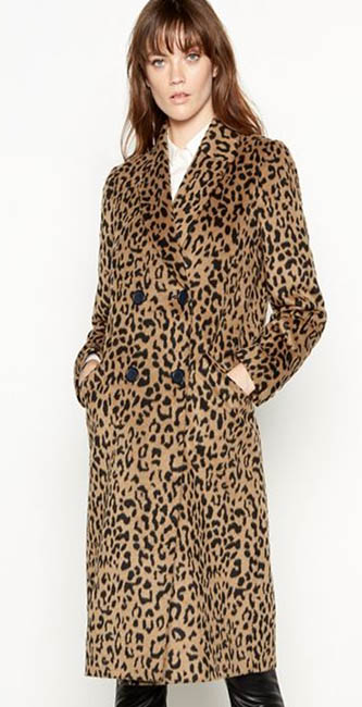 Red Herring Leopard Print Wool Blend Longline Coat from Debenhams