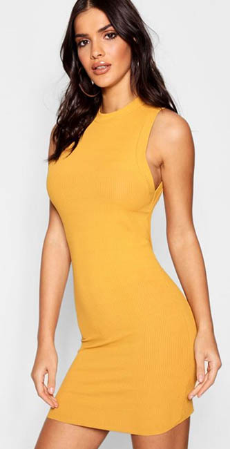 Rib Knit Sleeveless Bodycon Mini Dress From Boohoo