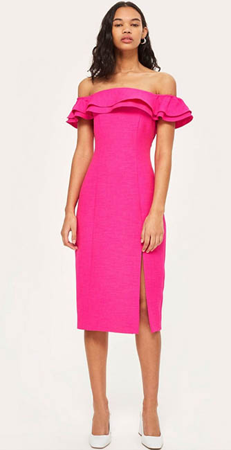 Ruffle Bardot Midi Dress From Topshop