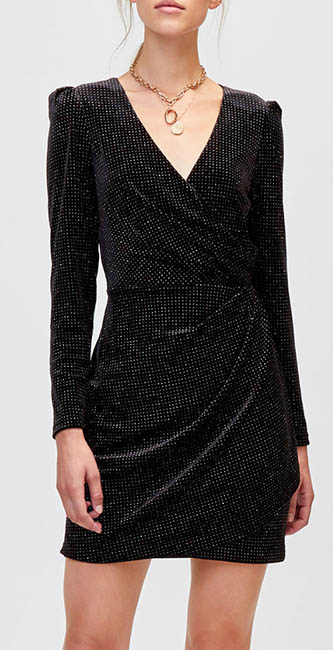 warehouse velvet wrap dress