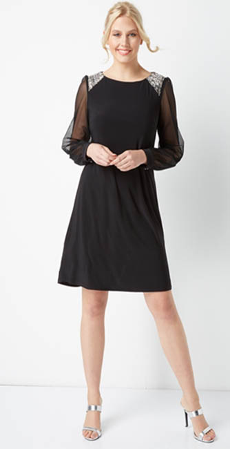 Black Embellished Shoulder Shift Dress From Roman Originals