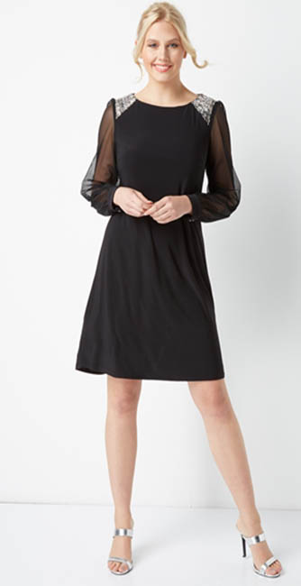 Black Embellished Shoulder Shift Dress from Roman Originals