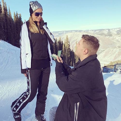 Chris Zylka proposing to Paris in Aspen (Instagram)