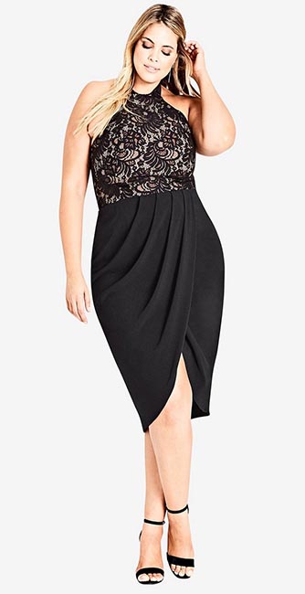 City Chic Black Lady Portia Bodycon Dress from Evans