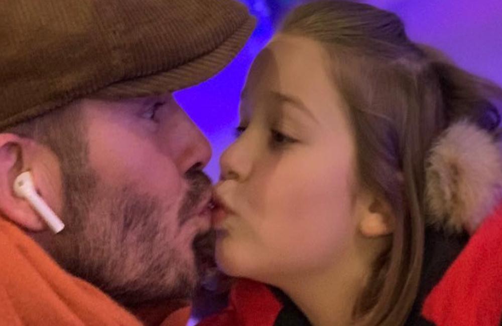 David Beckham criticised for kissing daughter on lips